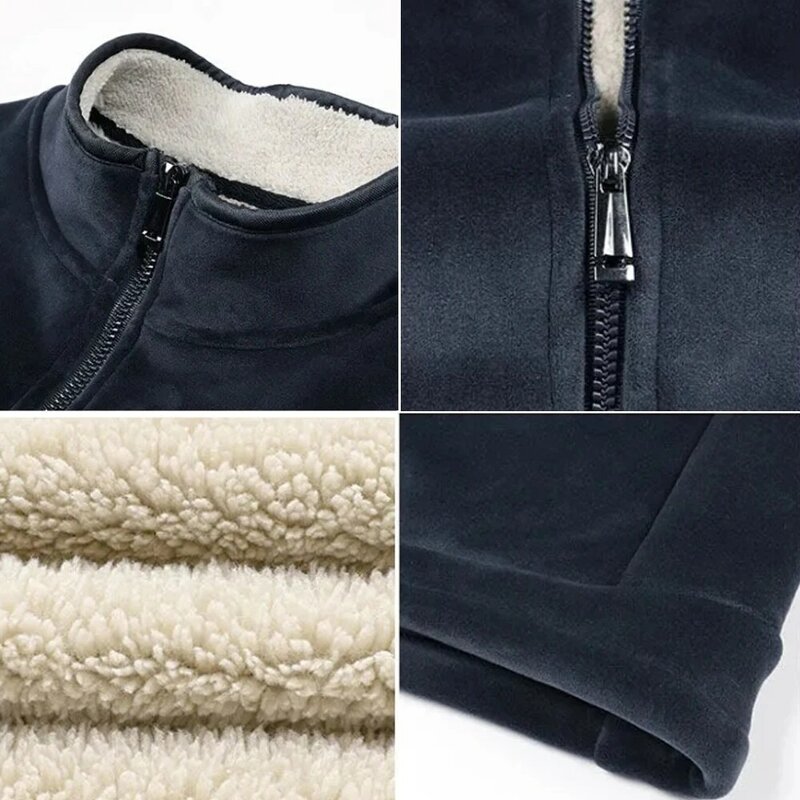 Homens inverno colete falso cordeiro cashmere casual moda casaco de inverno quente sem mangas jaqueta de lã artificial colete homem 19393