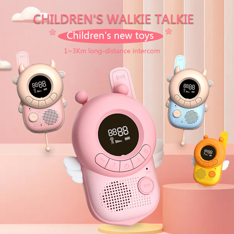 Vriendelijker Walkie Talkie 2Pcs Vriendelijker Mini Spielzeug Handheld Transceiver 3Km Reichweite Uhf Radio Lanyard Sprech Talkie Walkie Baby