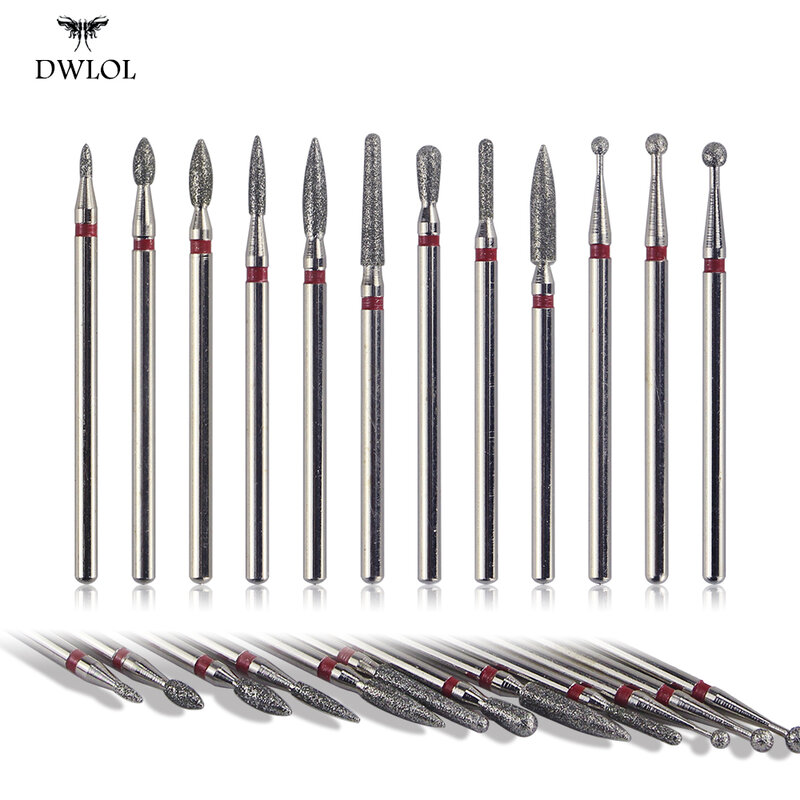 12 shapes Diamond Nail Drill Milling Nail Drill Bits Cuticle Cutter for Manicure Nail Files Electric Milling Burr Grinder TD1-12