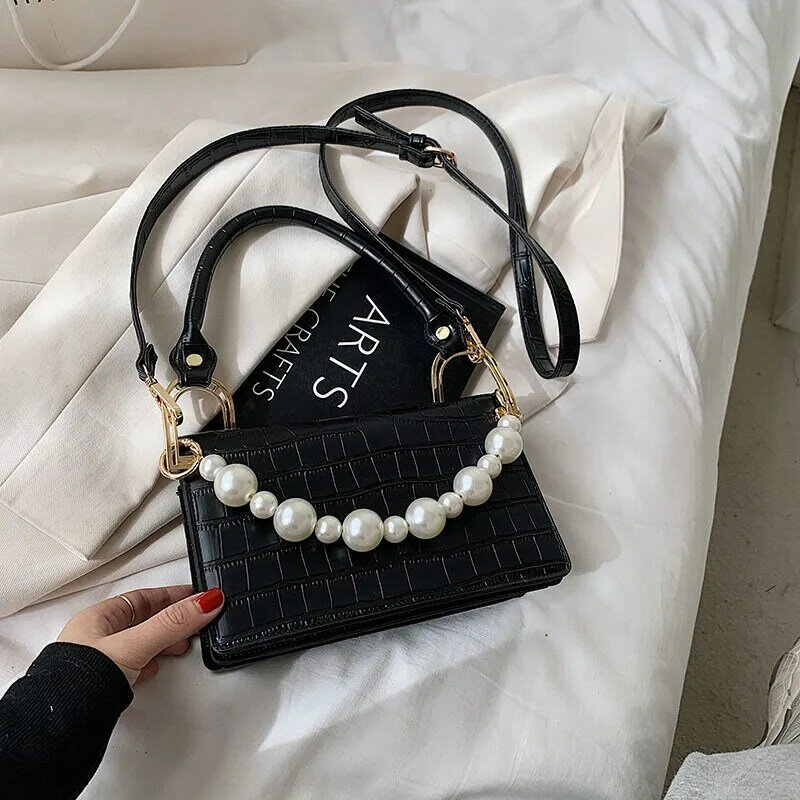 Stone Pattern Pearl Woman Tote New High Quality PU Leather Women's Designer Handbag Brand Shoulder Messenger Crossbody Bag