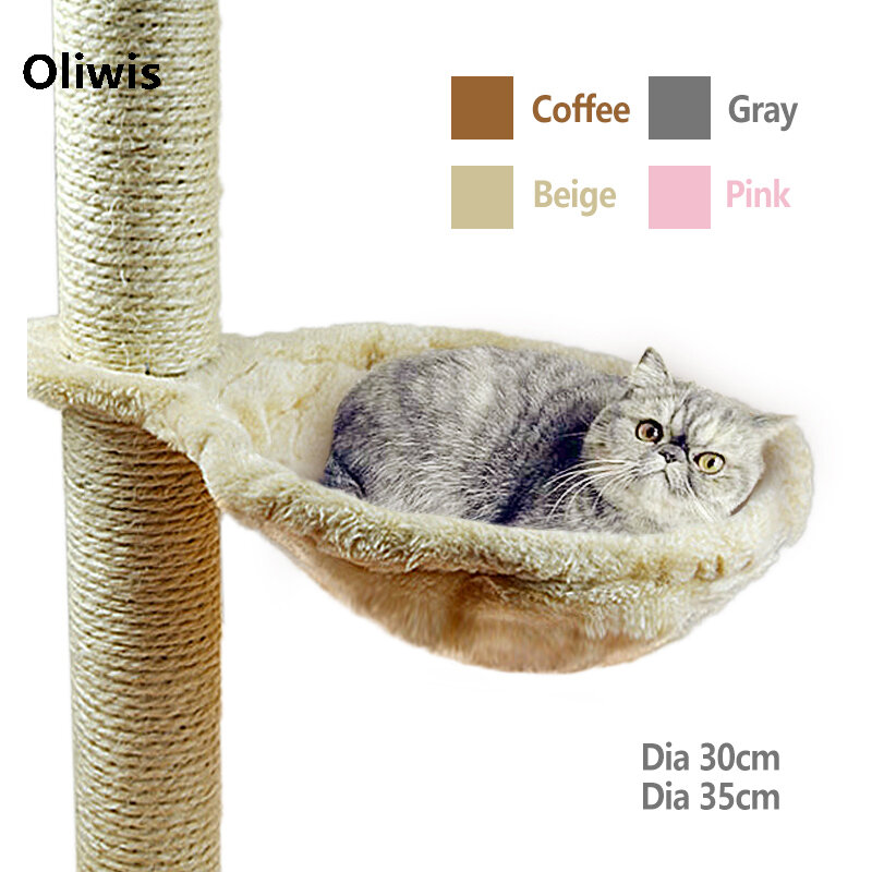 Soft Cat Hammock Install On Cat Tree Cat Sleeping Kennel Hanging Thick Plush 4Colors Big Capacity Dia 30cm/35cm Pet Bed Big Cat