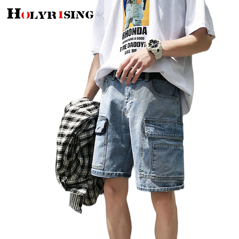 Sommer mann denim shorts lose klassische dünne stretch kurze taschen fit jeans streetwear blau chic design knie länge tragen 19558