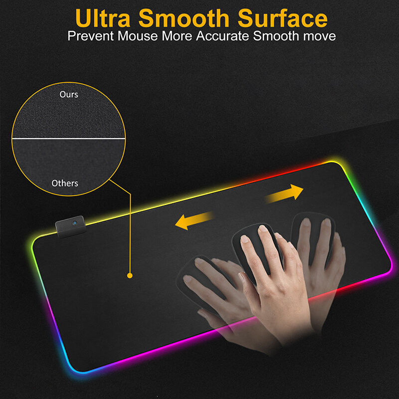Gaming Mouse Pad RGB Large Mouse Pad Gamer Big Mouse Mat Computer Mousepad Led Backlight XXL Surface Mause Pad Keyboard Desk Mat