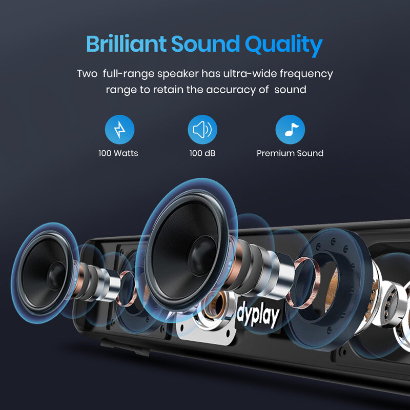 Bluetooth Lautsprecher 100W Drahtlose Soundbar 20-zoll für TV Wand Montierbar 3D Stereo Sound für Heimkino und gaming Mehrere Stecker