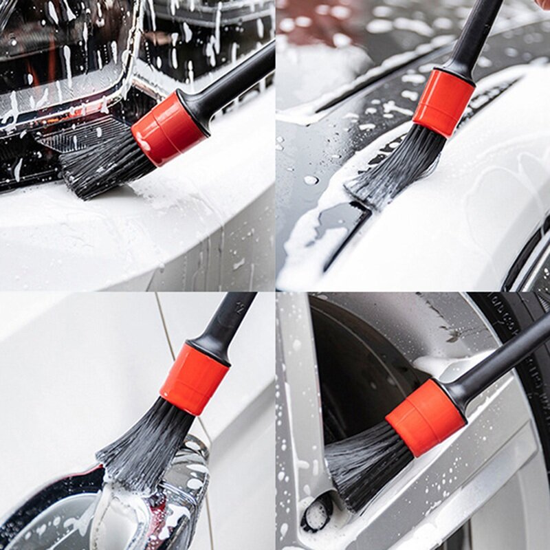 5 pces carro detalhando escova conjunto detalhe para as rodas de limpeza emblemas do motor aberturas de ar assento fenda pendurado escovas limpeza limpa ferramentas