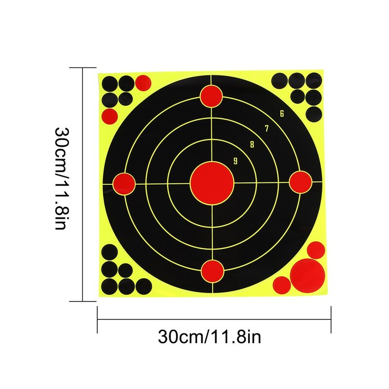 10Pcs 12inch Self-Adhesive Reactive Splatter Targets Stickers Hunting Splash Luminous Fluorescent Paper Aim Shoot Target