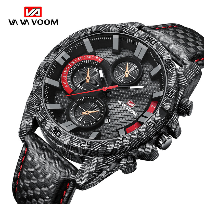 VA VA VOOM – montre-bracelet Hardlex étanche pour homme, accessoire de Sport à Quartz avec miroir et calendrier lumineux