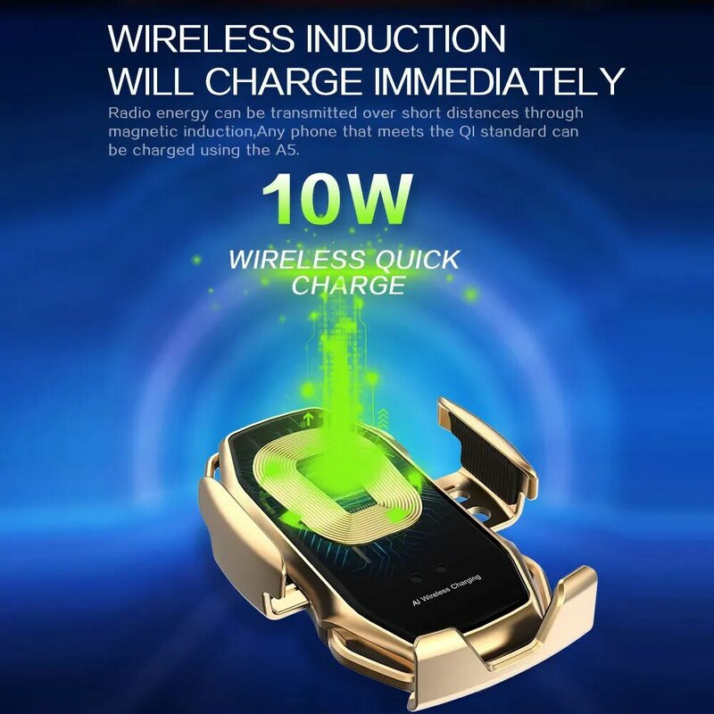Cargador inalámbrico para coche, soporte de teléfono con sujeción automática, carga rápida de 10W para iPhone 11, XR, X, 8, Sensor de inducción infrarroja