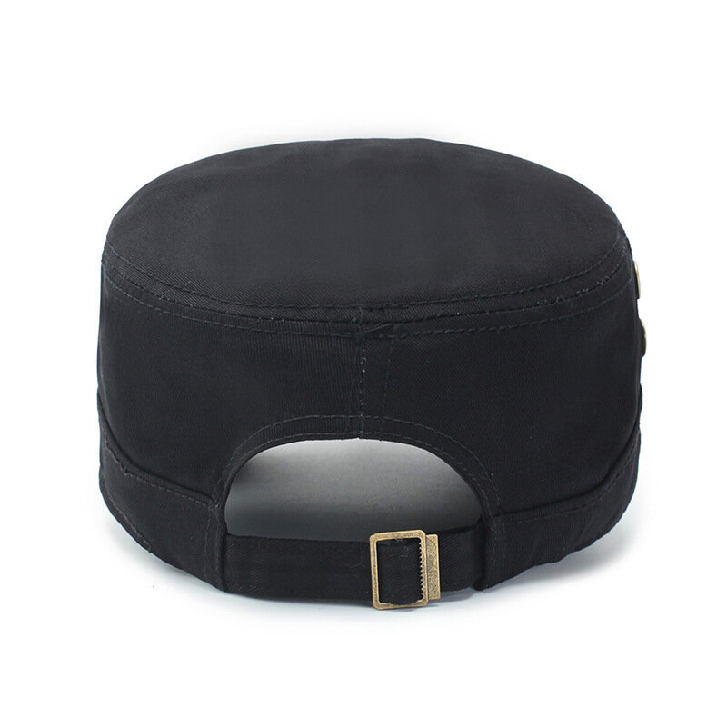 قبعة قطنية مسطحة قابلة للتعديل للجنسين ، قبعة ذات حافة صلبة ، نمط عسكري كلاسيكي ، أنيق ، غير رسمي ، قبعة شمسية