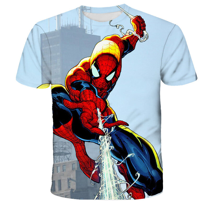 2021 Mαrvel- Spidermαn футболка с круглым вырезом для детей, детские Топы с коротким рукавом, летняя дышащая одежда для мальчиков и девочек с героями ...