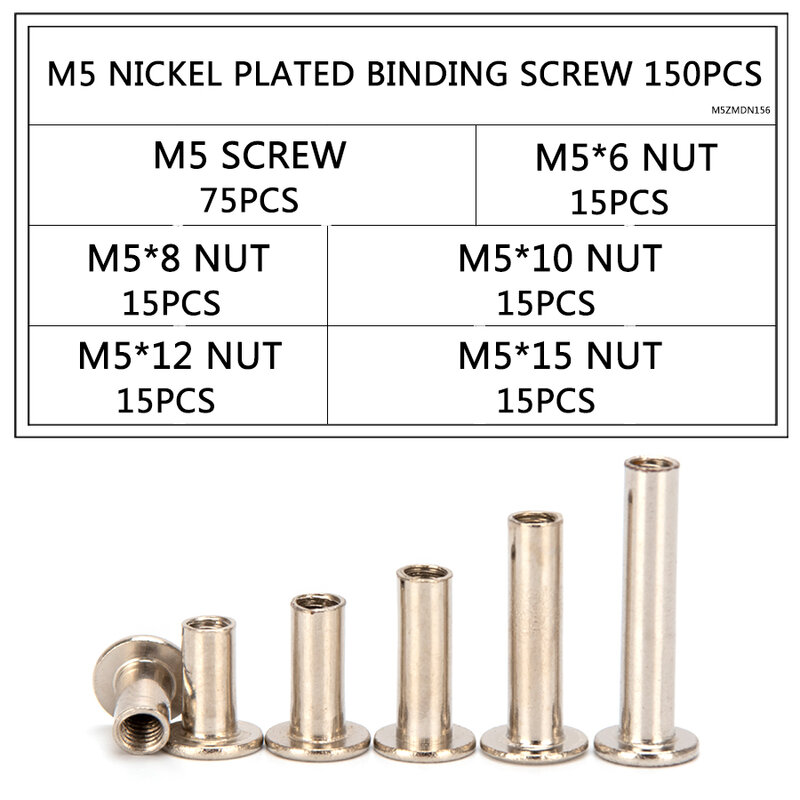 M5ニッケル真鍮メッキプラスシカゴ結合ネジ詰め合わせキットdiyツールアクセサリー交換セット180個60個S30