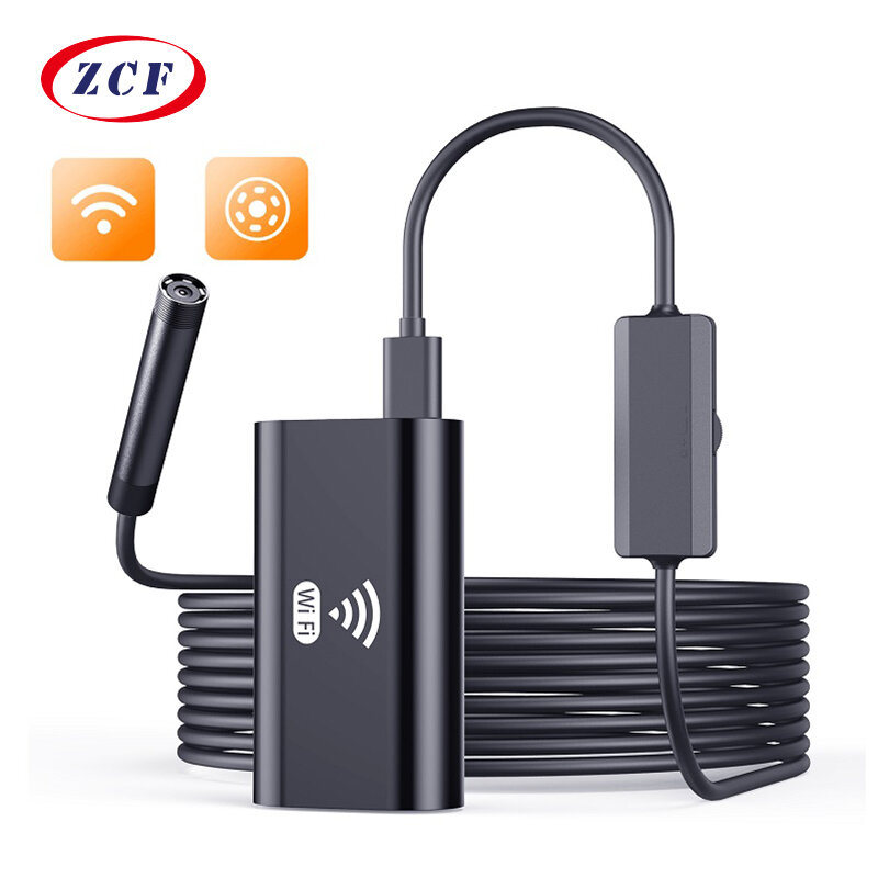 Cámara endoscópica Wifi F99 HD720P, lente de 8mm, USB, Cable semirrígido, impermeable, boroscopio de inspección para coche inalámbrico, Iphone y Android
