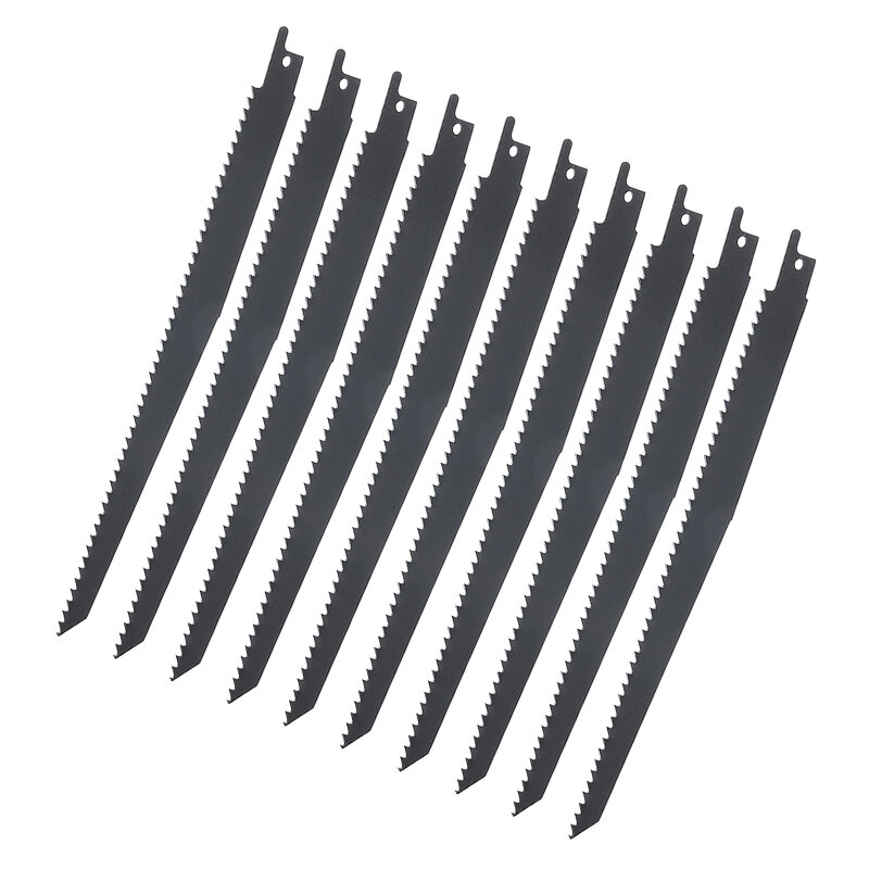 10PcsสีดำReciprocating SawใบมีดJig Sawใบมีดสำหรับสวนไม้พลาสติกSaber Sawเครื่องมืออุปกรณ์เสริม