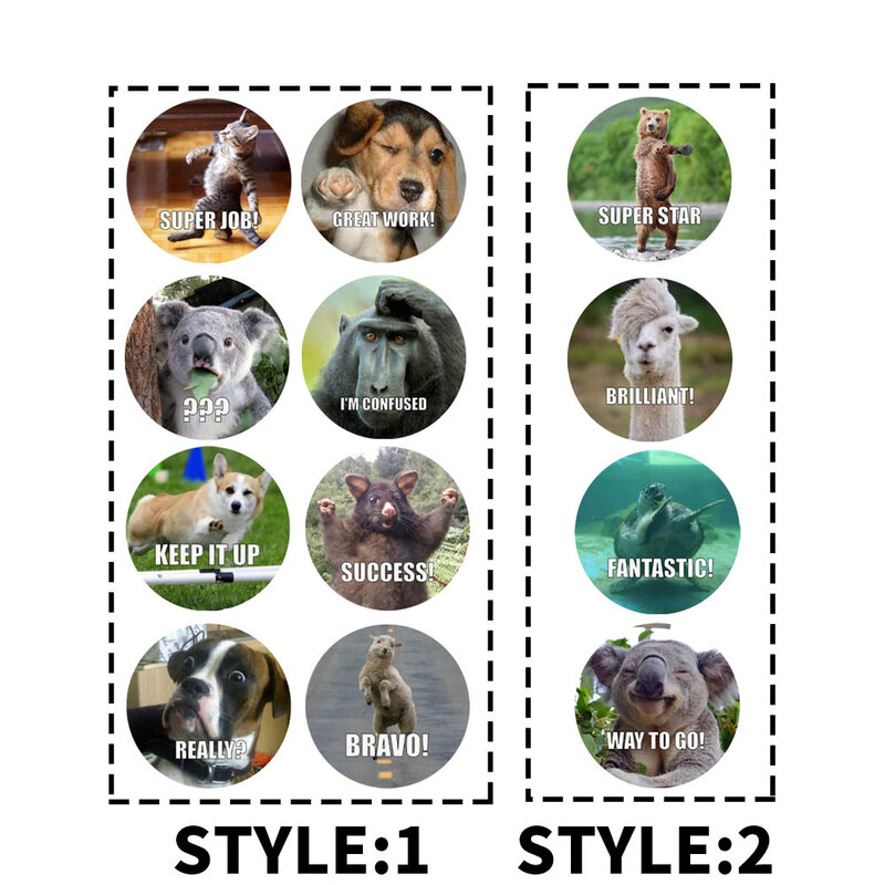 500 Pcs/roll Adesivi Ricompensa per Gli Insegnanti Divertimento Motivazionale & Incentivo Adesivi per I Bambini Alla Moda Animale Meme Giocattoli Adesivi
