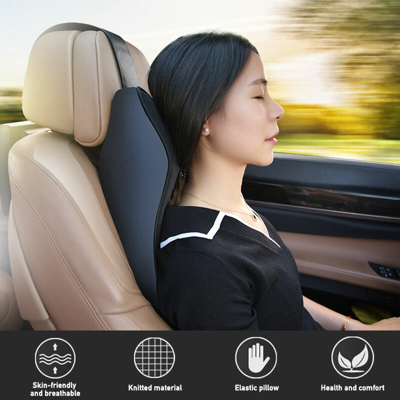 Travesseiro de viagem para carro, suporte de pescoço para banco de carro, suporte de cabeça para auto espuma de memória 3d