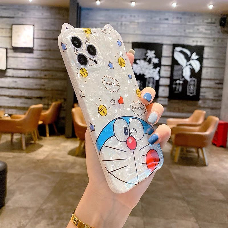 Doraemon-funda de silicona para teléfono móvil, protección de pareja para IPhone X/XR/XS/XSMAX/11/12PRO/12