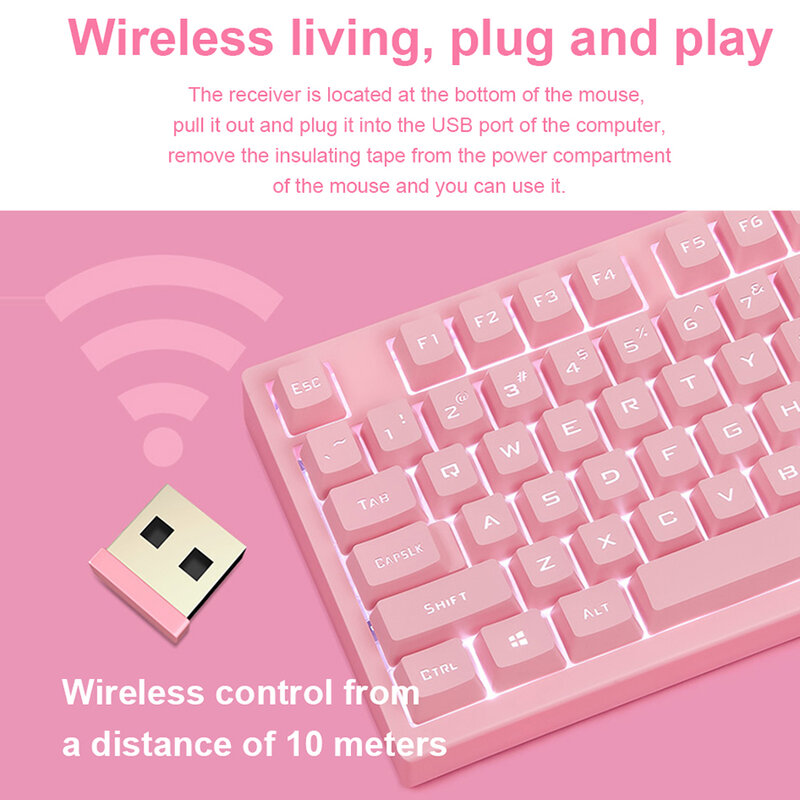 Tastiera da gioco Wireless Set di Mouse tastiera ricaricabile per PC Gamer tastiera retroilluminata sensazione meccanica Mouse da gioco per PC Gamer