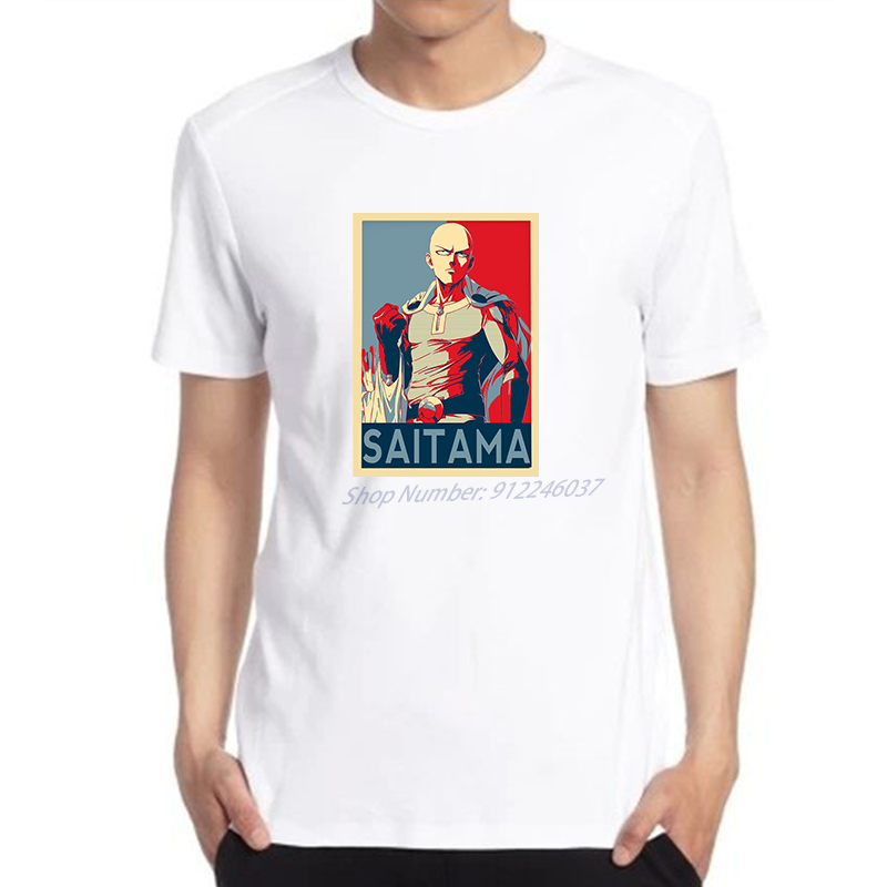 Los hombres camisetas divertido un golpe hombre Saitama impresión T camisa de manga corta para hombres Cool camisetas altas Harajuku Streetwear ropa de hombres
