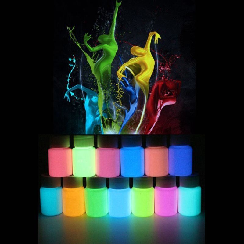 Ensemble de peinture corporelle UV en résine époxy, 8 couleurs, pigments lumineux Super lumineux, brille dans le noir, 15g chacun