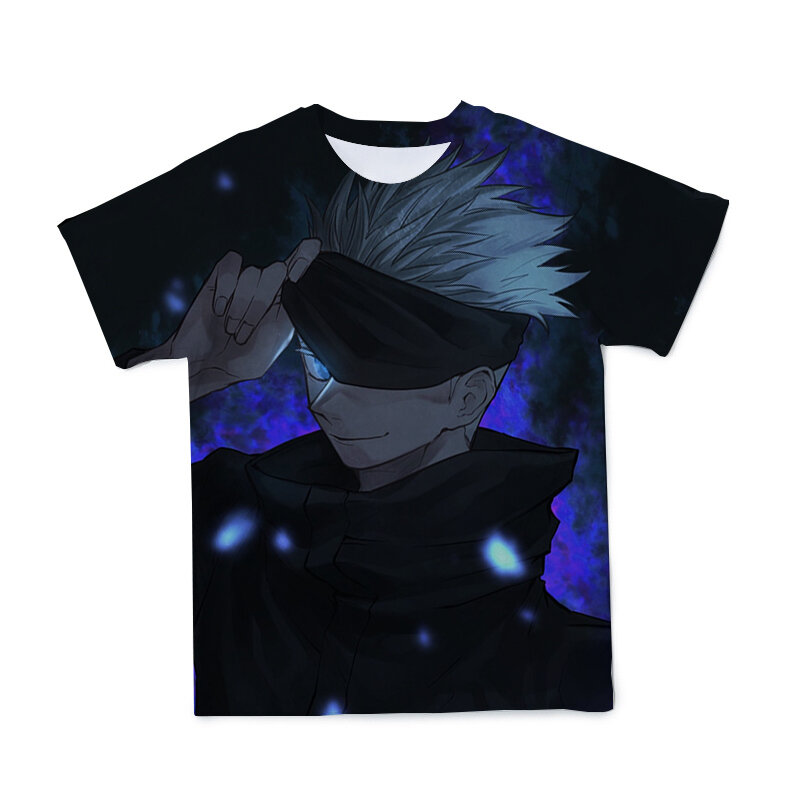 Kaus Anime Keren Musim Panas Kaus Atasan Leher-o T-shirt Lengan Pendek Anak Laki-laki Perempuan Pola Kawaii Jumatsu Kaisen Cetak 3D Cocok Kasual