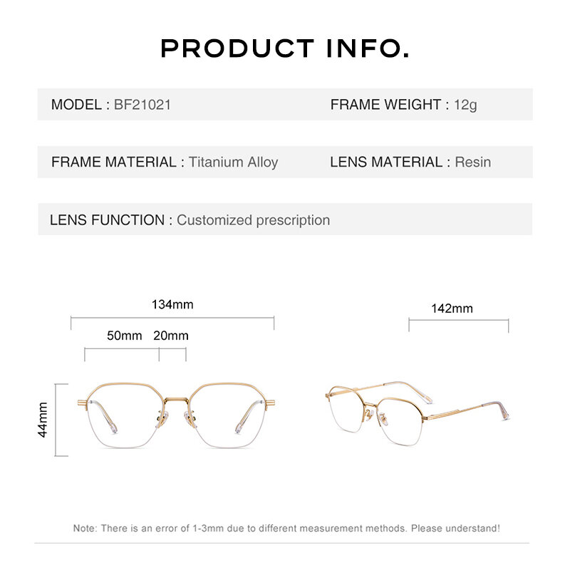 CAPONI 안경 푸른 빛 보호 여성 컴퓨터 광학 안경 패션 골드 절반 프레임 티타늄 합금 안경 JF21021