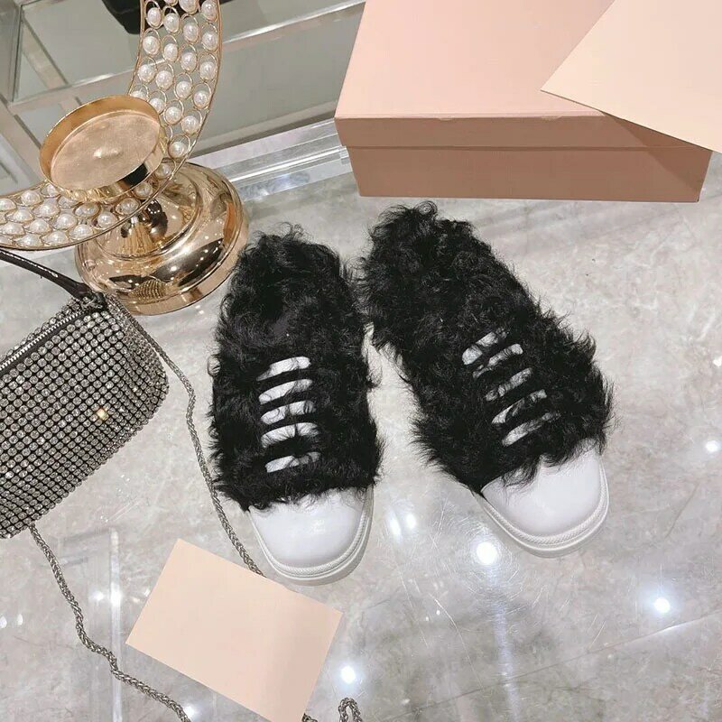 Autumn New Style Sheep Curl Single Shoes Plush Shoes Women's Outer Wear Sports Leisure Board Shoes Leather Flat Teddy Shoes