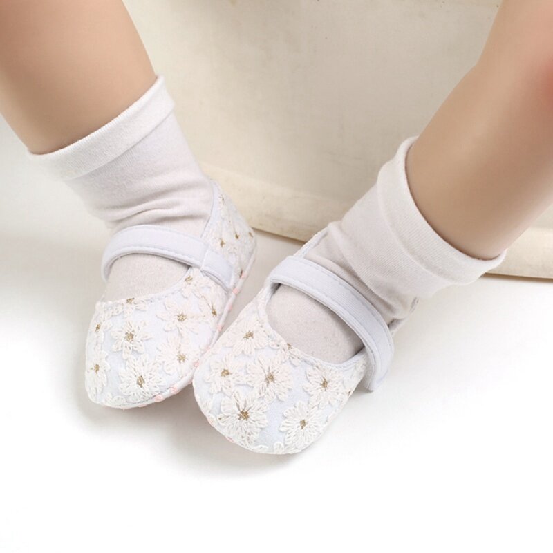 Sapatos infantis antiderrapantes com laço para meninas, crianças, bebês, floral, princesa, respirável, sapatos