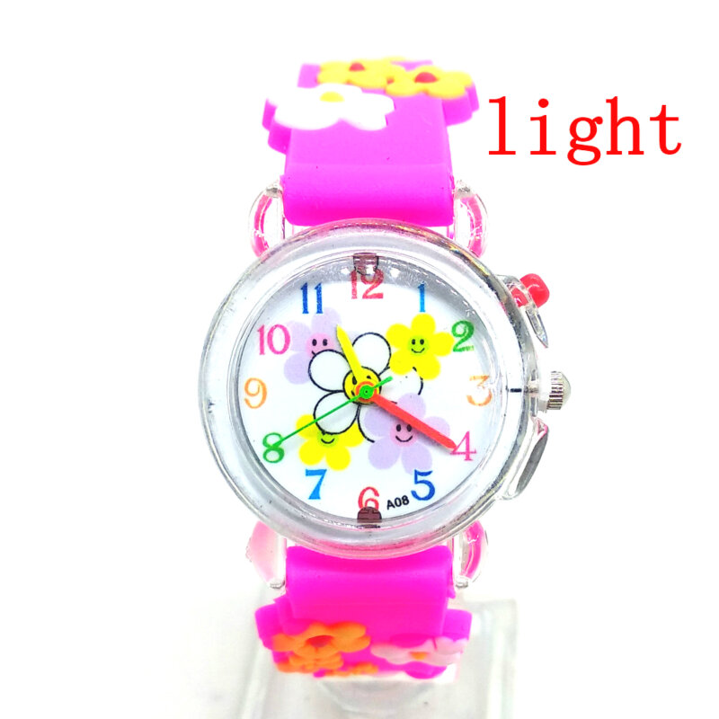 Relógio infantil luminoso de borboleta, relógio de pulso para crianças de boa qualidade para meninos e meninas, flash e seguidor