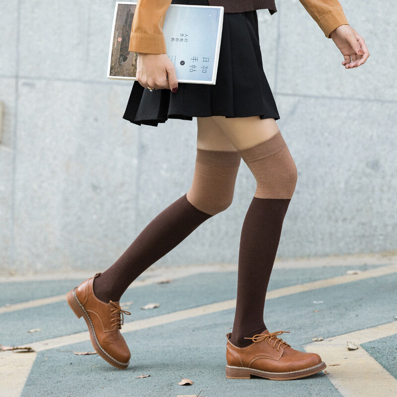 Hohe Rohr Weibliche Trend Farbe Passenden Über-Knie Socken Herbst Und Winter Japanischen Nette College Stil Nähte Baumwolle Strümpfe