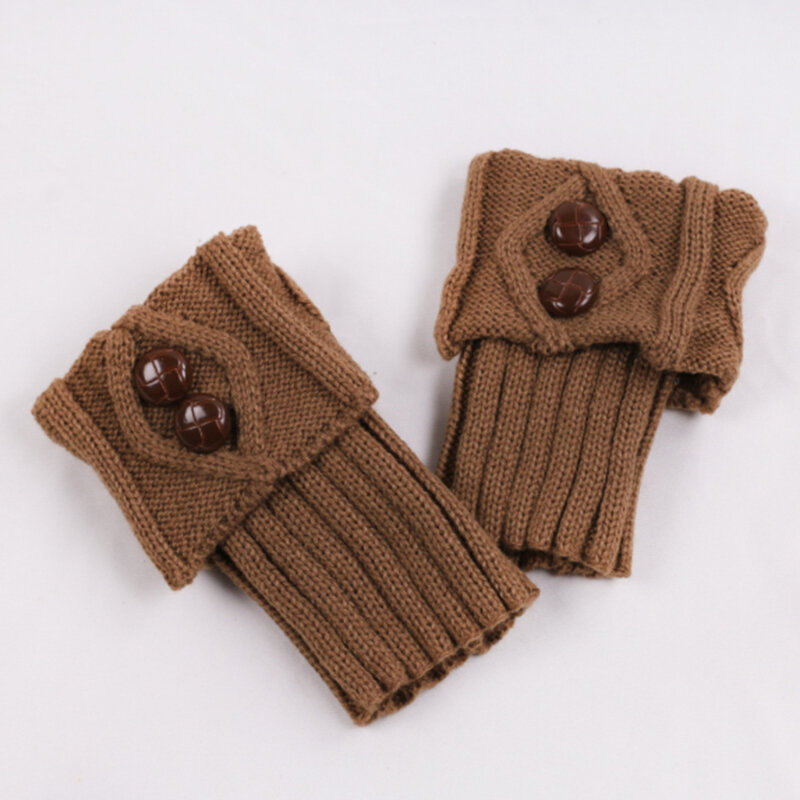 Scaldamuscoli invernali da donna bottoni moda calzini lavorati a maglia Toppers polsini scaldamuscoli moda stivali femminili accessori
