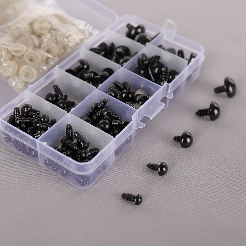 Ojos de peluche de plástico negro para muñecas, 100 piezas, 10mm, Ojos de seguridad para juguetes Amigurumi, 6mm, 8mm, 12mm