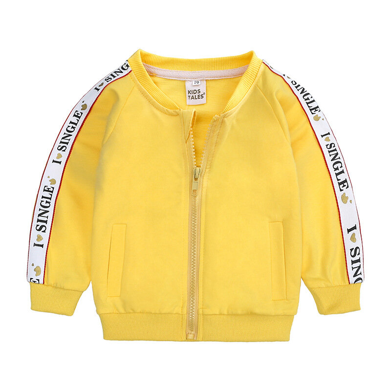 봄 가을 어린이 스웨터 스포츠 소년 유아 아기 소년 소녀 긴 소매 티셔츠 노란색 파란색 탑 코트 세트 의류