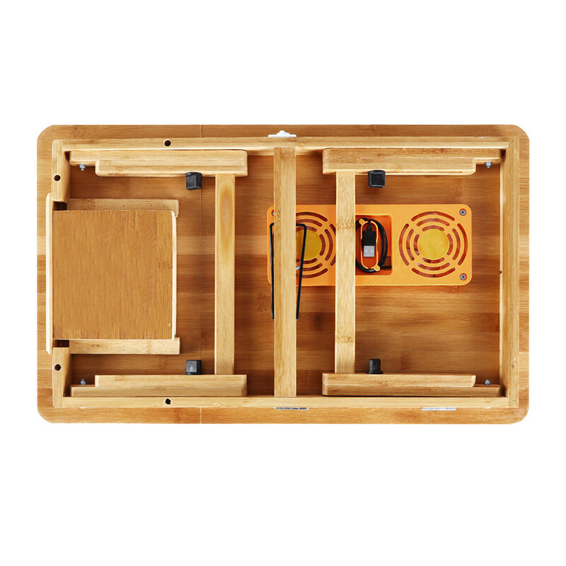 CellDeal-escritorio ajustable de bambú para ordenador portátil, mesa plegable con soporte, bandeja para dormitorio, sala de estar, Notebook, mesa de centro con cajón