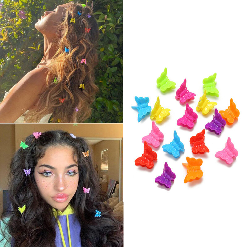 20 colorido mini clipes de cabelo borboleta garra clipes cores misturadas mini bonito novidade grampos de cabelo meninas acessórios de cabelo