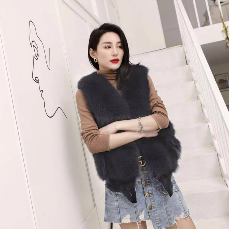 Real Fur Vest For Women Winter Warm Sleeveless Coat Vest Ladies Natural Fur Vest Jackets Genuine Fur Gilet Fashion Plus Size 3XL