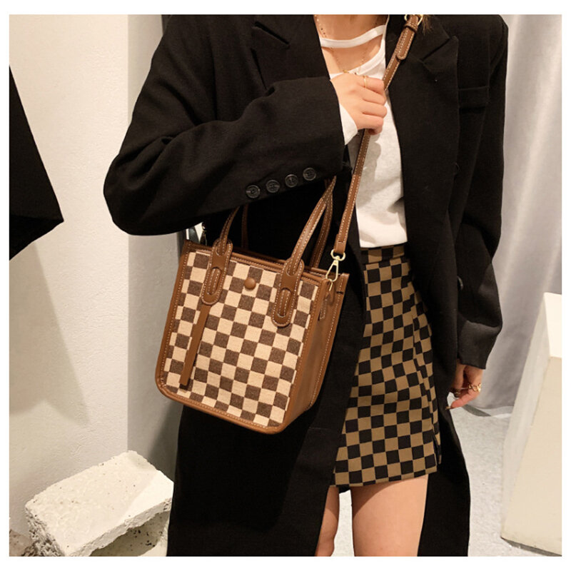Mode Handtassen Voor Vrouwen Crossbody Schoudertas Grid Pu Lederen Multi Gespen Kleine Messenger Bags Purse