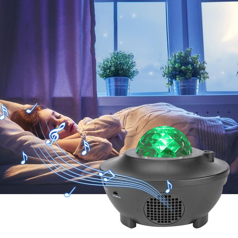 USB gwiazda LED lampka nocna muzyka gwiaździsta woda fala lampa projektora LED projektor Bluetooth aktywowany dźwiękiem projektor Light Decor