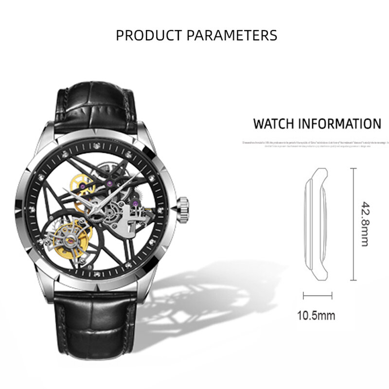 2021 novo relógio mecânico atmosférico masculino de sorte relógio oco rotativo design único luxo de negócios masculino caixa livre