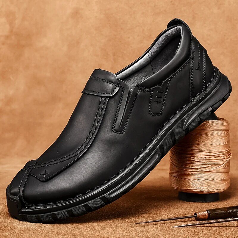 Zapatos de cuero para hombre, mocasines sin cordones originales de diseñador de marca de lujo, a la moda, informales, para conducir, talla grande, 2022