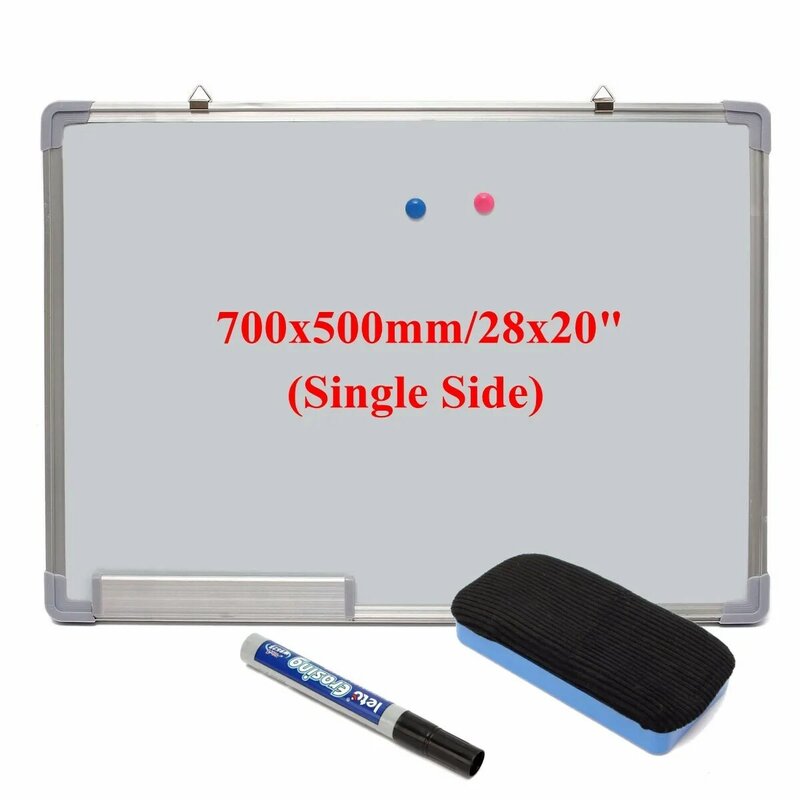 70x50cm Magnetic Whiteboard with Pen Erase Magnet Button Single Side Aluminium Alloy Frame Hanging White Board For Office School
