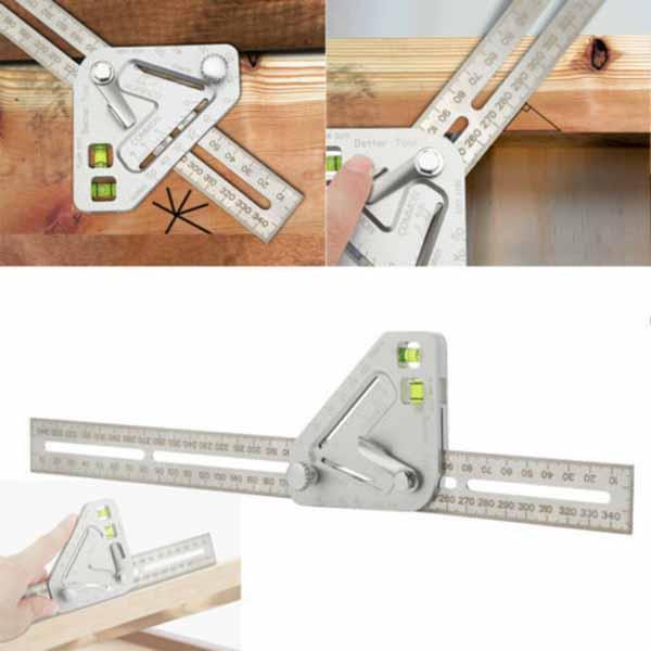 Régua de medição quadrada métrica da velocidade do transferidor da ferramenta do ângulo da liga de alumínio da régua do woodworking multi-funcional para o enquadramento da construção
