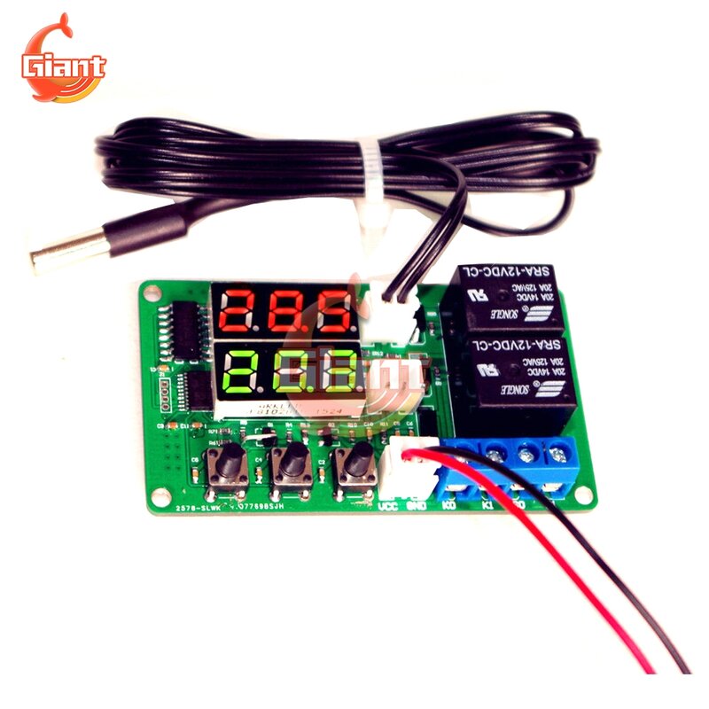 DC 12V Digital Temperature Controller Dual Relay Alarm Timing Control Heat Cool Timer Switch Themostat for Air Conditioner Car