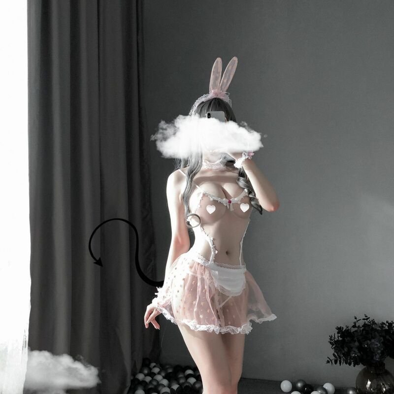Bonito nova menina sexy lingerie sexy tule perspectiva coelho roupa menina coelho uniforme paixão jogo