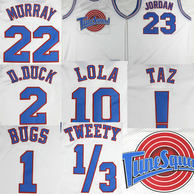 Team Cosplay Costumes Space-Jam Jersey Tune-Squad Basketball Jersey Tank Top Shirts for Halloween Party Event Stitched Mesh