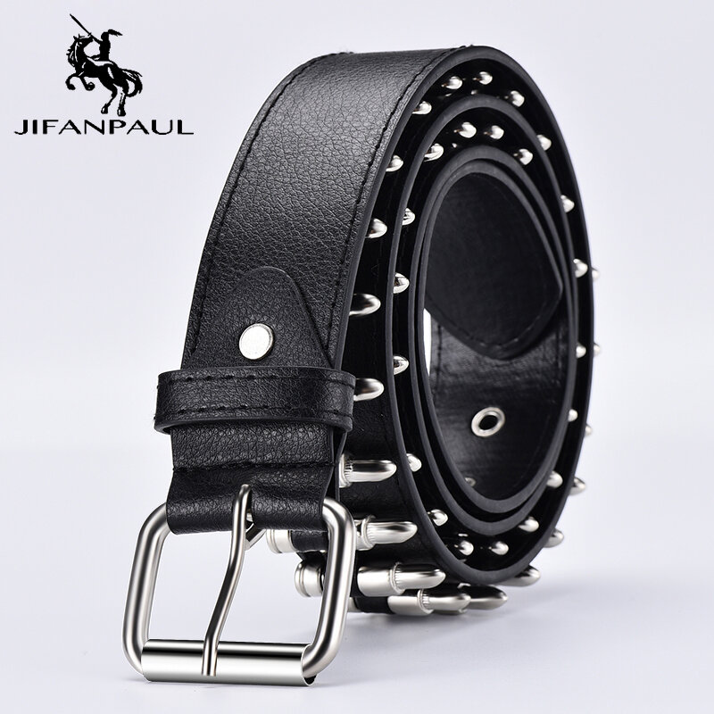 JIFANPAUL Best selling ladies bullet belt punk rock style new ladies belt with motorcycle jeans fashion decoration free shipping