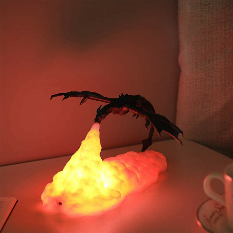 Lampada da stampa 3D dinosauro PLA materiale biodegradabile USB atmosfera respiratoria luce notturna