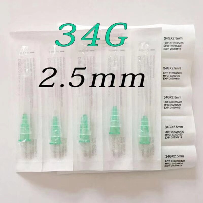 10pcs Disposable Mesotherapy Needle Hypodermic nano Needle Meso Filler injection Painless Needle For Beauty 34G 2.5mm 1.5mm