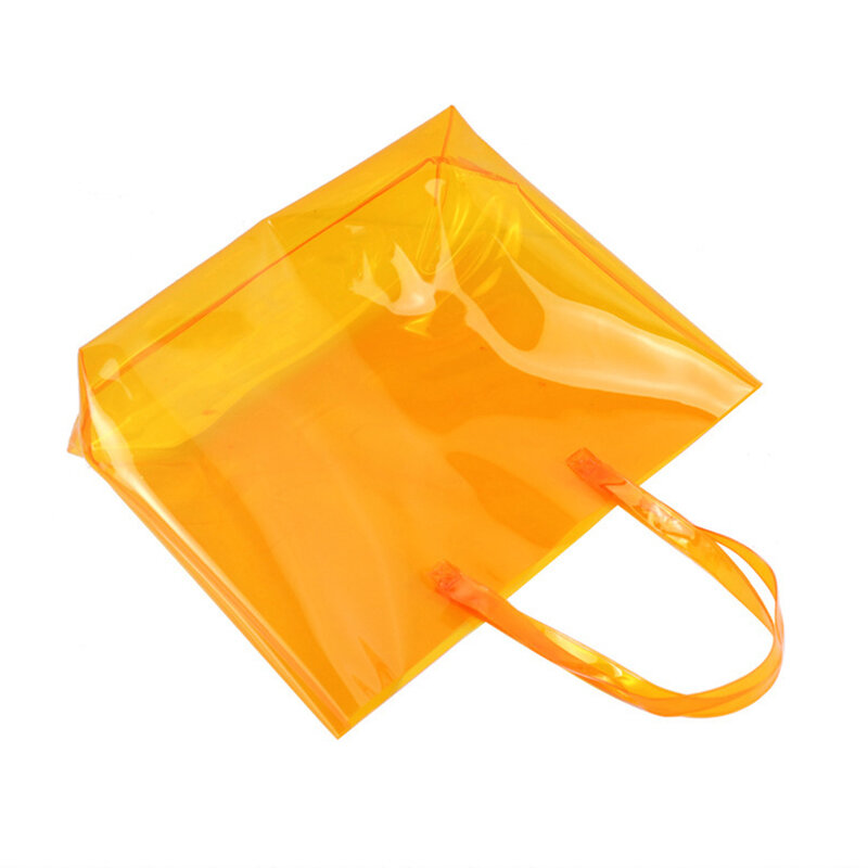 高品質のショッピングハンドバッグ,大容量,厚いショッピングバッグ,オレンジ色,透明,ショッピング