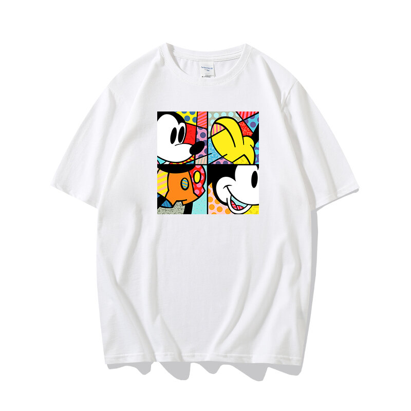 Camiseta coreana con estampado de dibujos animados de Disney, camiseta Harajuku para parejas, camisetas casuales de manga corta Unisex