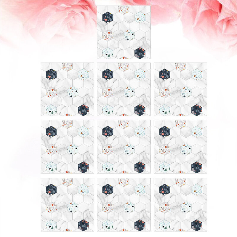 10 stücke Chic Nordic Stil Fliesen Aufkleber Kristall Selbst-klebstoff Wasserdicht Hintergrund Aufkleber Boden Aufkleber für Office Home Bad ki